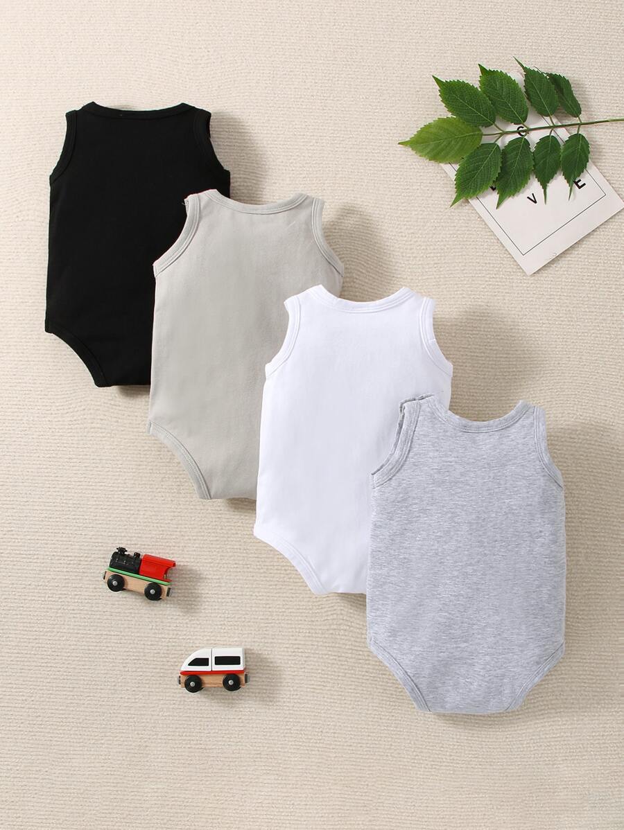 Boys Sleeveless Snap-Crotch Bodysuit 4-Pack - Onyx