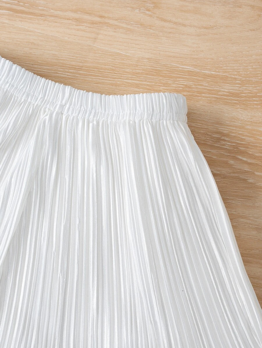 2pcs Girls Pleated Tiered Cami Top & Shorts Set - Ivory | 21 Centur...