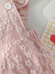 Baby Girls Floral Embossed Flutter Sleeve Romper - Blush