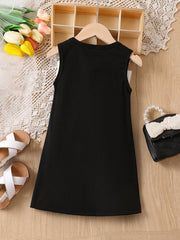 Little Girls Oversized Bow Tank Shift Dress - Onyx | 21 Century Kids