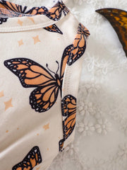 2pcs Girls Monarch Butterfly Print Romper & Bow Headband - Isabelli...