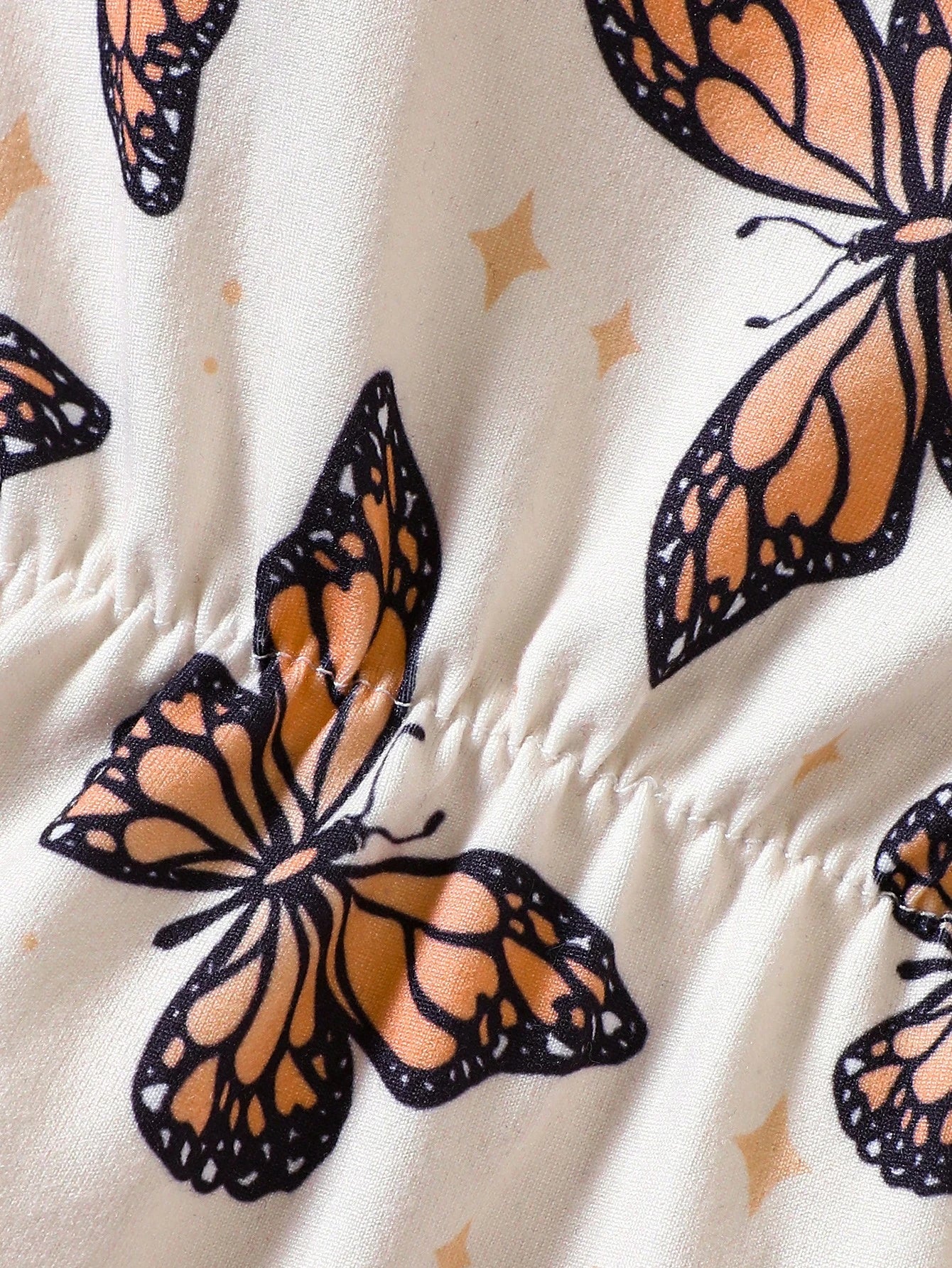 2pcs Girls Monarch Butterfly Print Romper & Bow Headband - Isabelli...