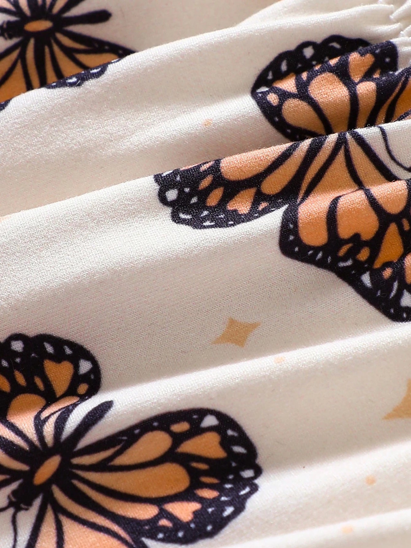 2pcs Girls Monarch Butterfly Print Romper & Bow Headband - Isabelli...
