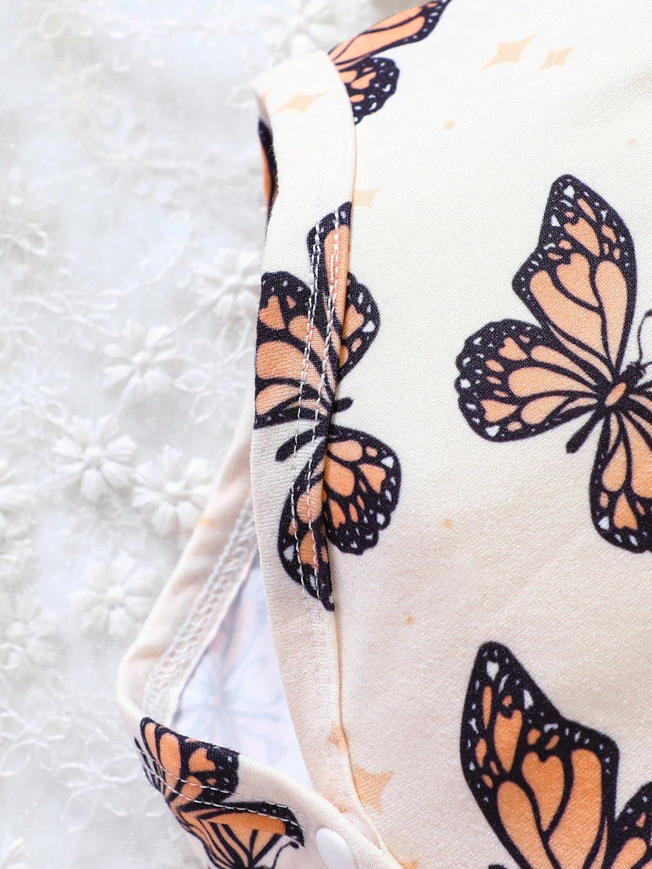 2pcs Girls Monarch Butterfly Print Romper & Bow Headband - Isabelli...