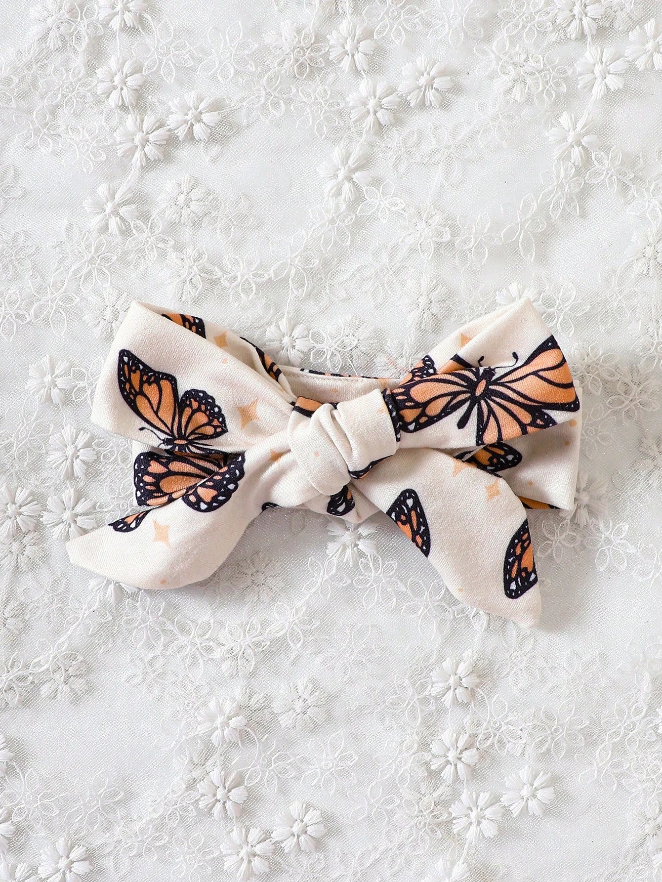 2pcs Girls Monarch Butterfly Print Romper & Bow Headband - Isabelli...
