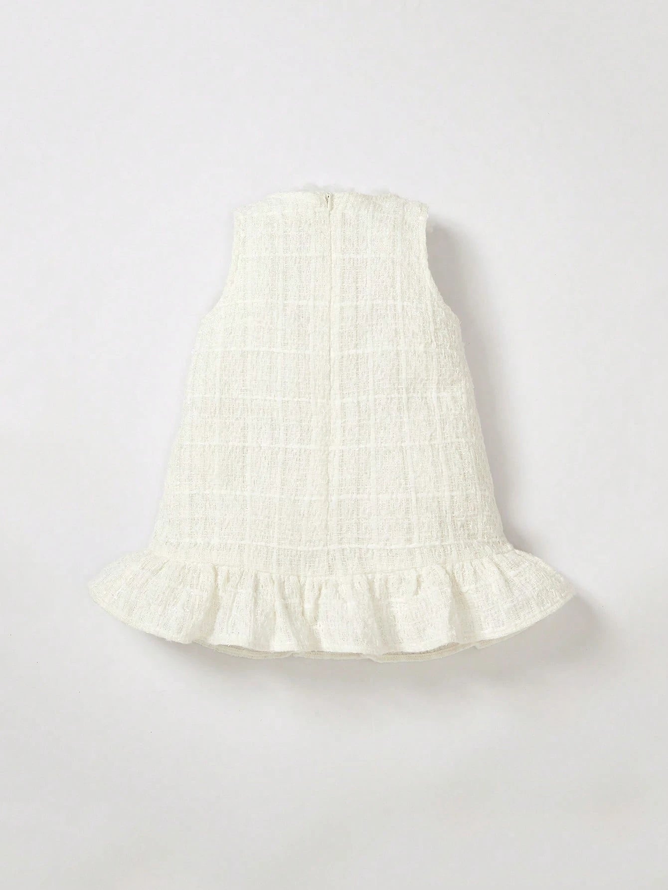 2pcs Girls Tweed Ruffle Hem Dress & Crossbody Bag Set - Ivory | 21 ...