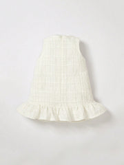 2pcs Girls Tweed Ruffle Hem Dress & Crossbody Bag Set - Ivory | 21 ...
