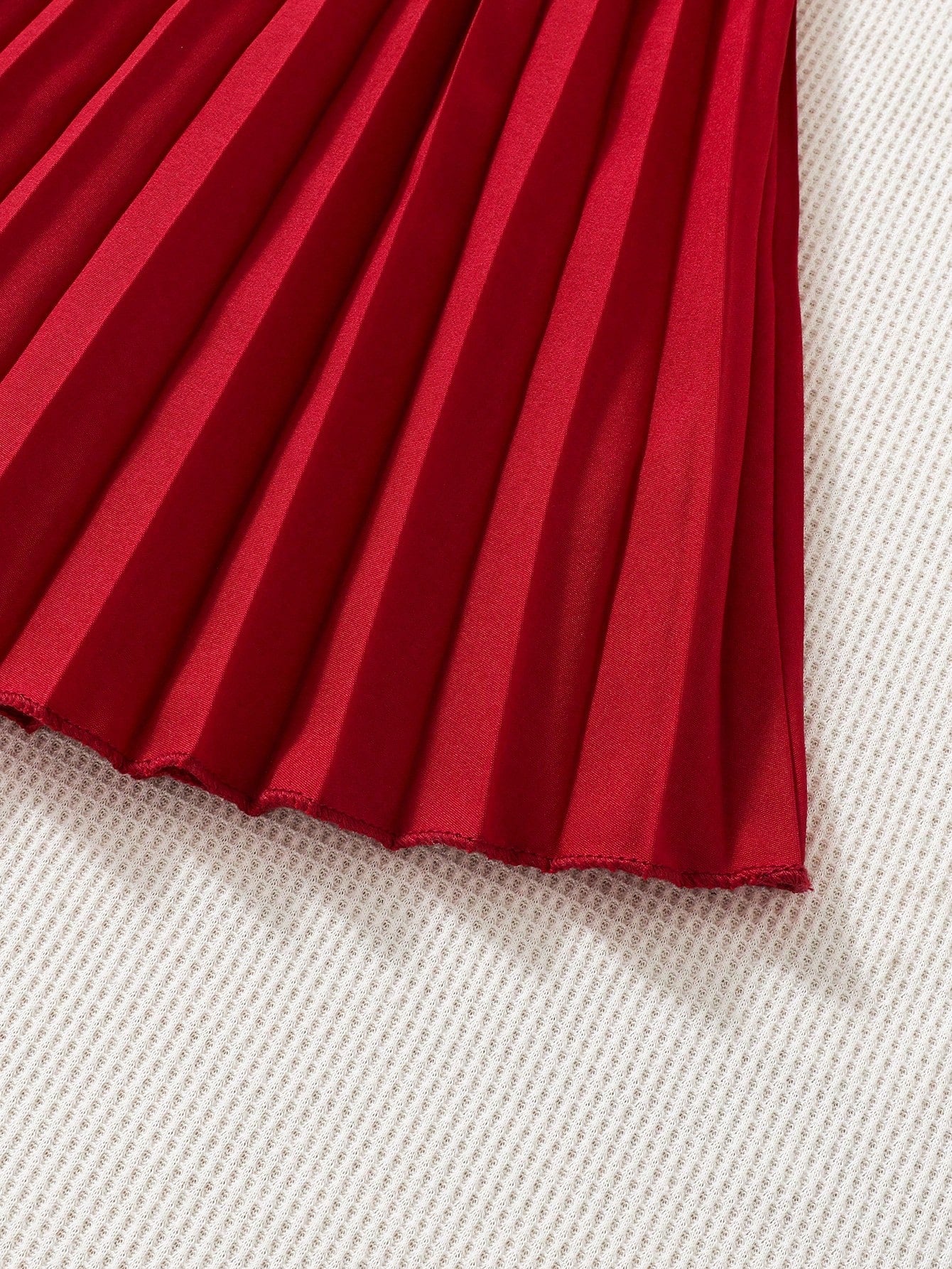 Little Girls Pleated Collar Belted A-Line Dress - Scarlet | 21 Cent...