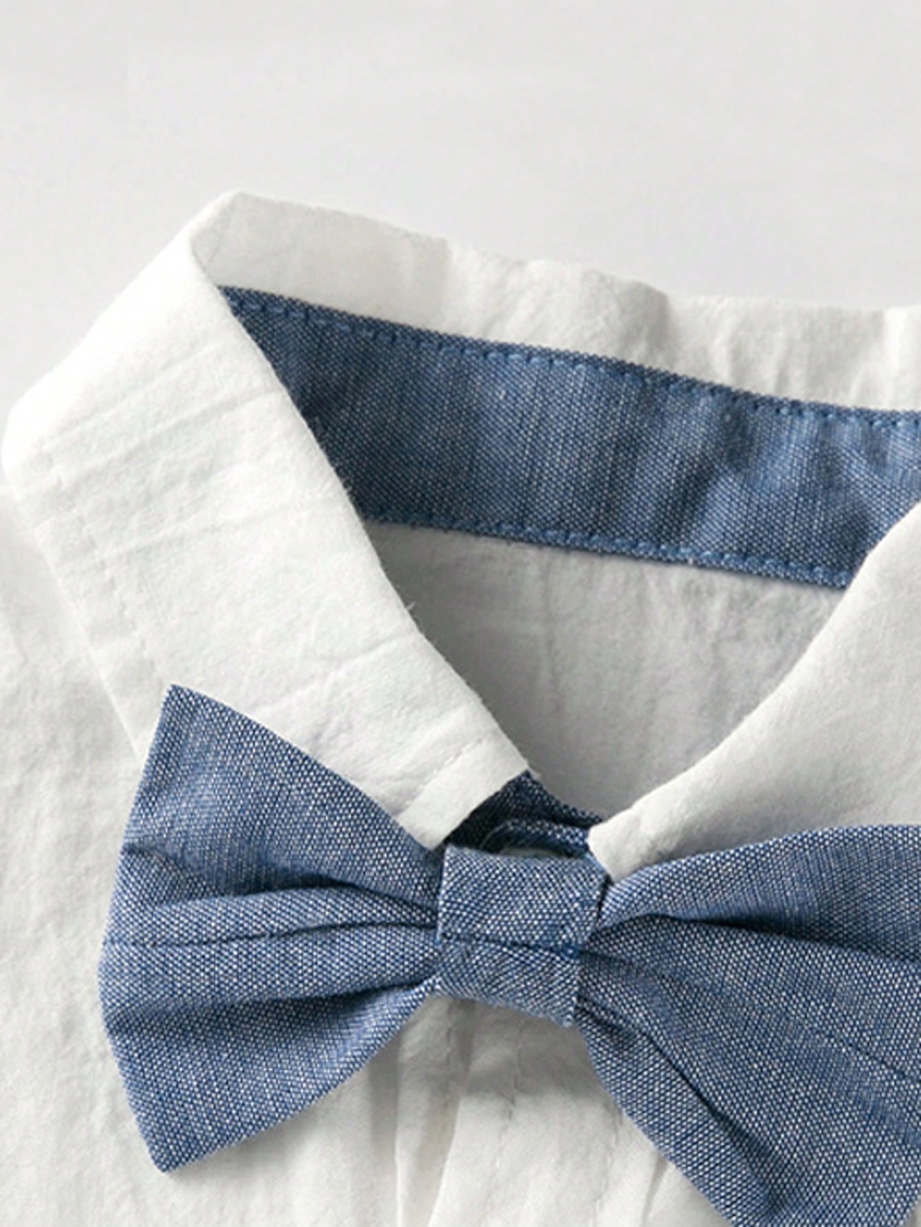 Baby Boys Collar Bodysuit Suspender Shorts Set - Ivory