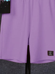 2pcs Boys Slogan Sports Tee & Shorts Set - Lilac