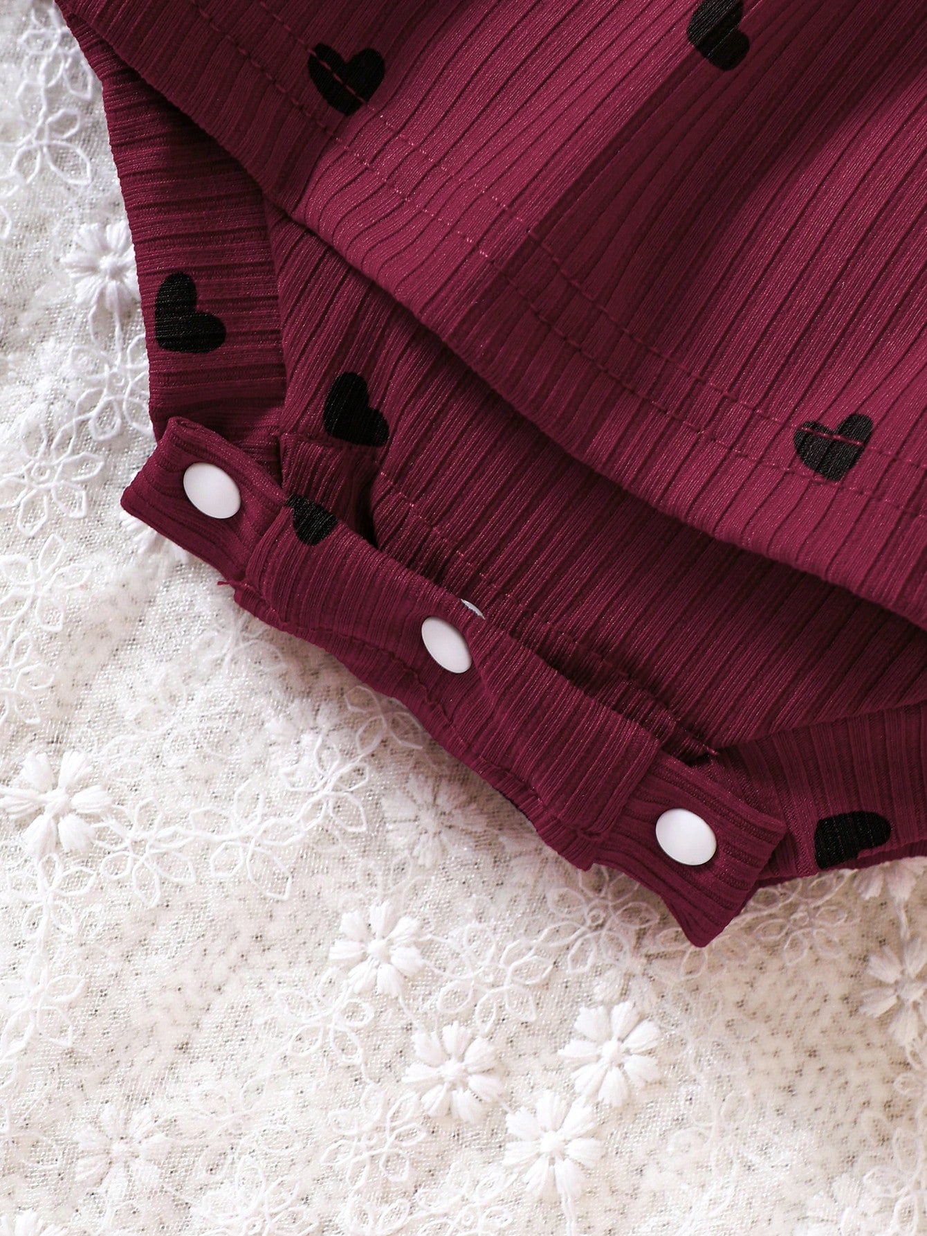 2pcs Baby Girls Heart Print Bow-Tie Romper & Headband - Claret | 21...