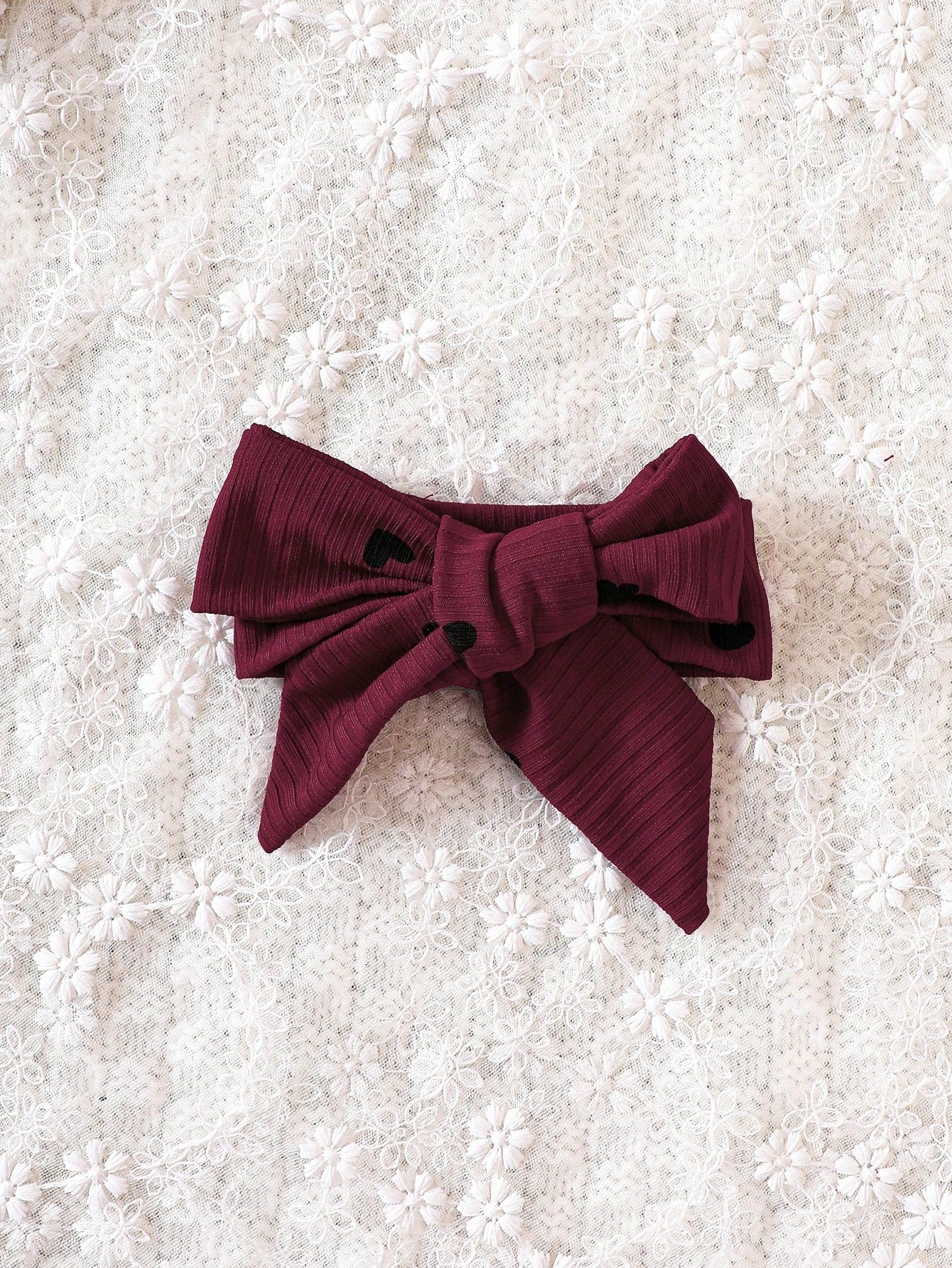 2pcs Baby Girls Heart Print Bow-Tie Romper & Headband - Claret | 21...