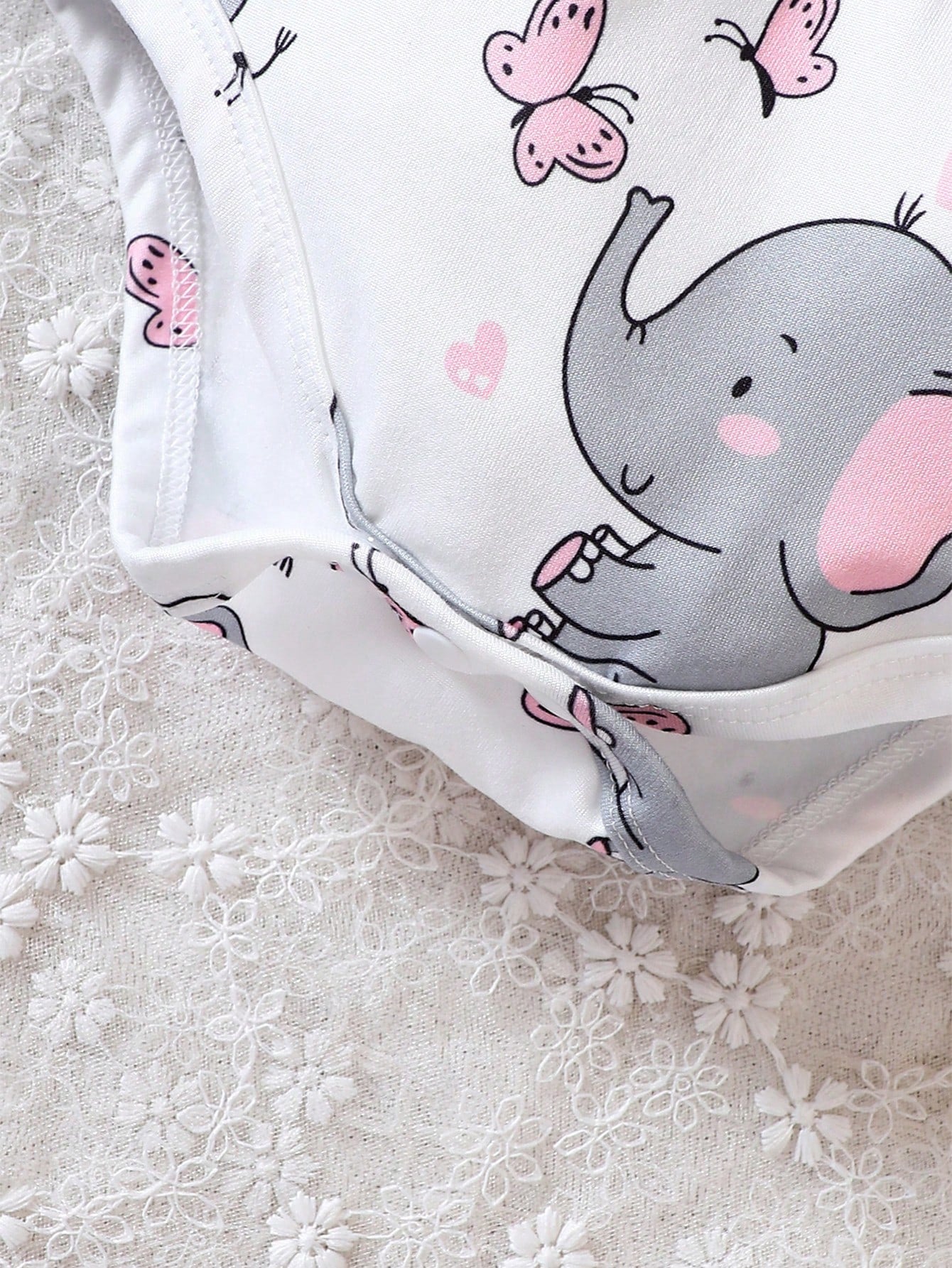 2pcs Girls Elephant Print Romper & Bow Headband Set - Ivory | 21 Ce...