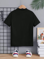 Boys Piqué Henley Stand Collar Polo Shirt - Onyx | 21 Century Kids
