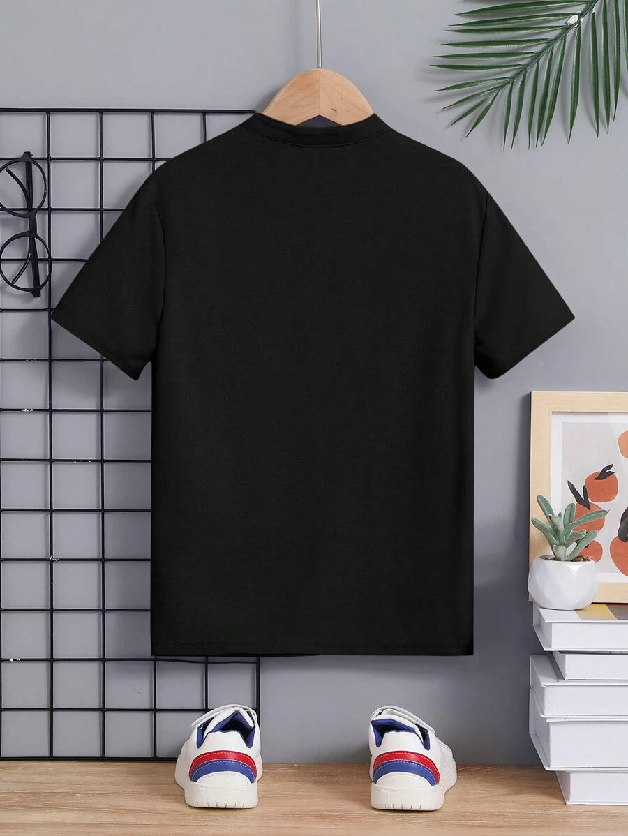 Boys Piqué Henley Stand Collar Polo Shirt - Onyx | 21 Century Kids