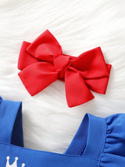 2pcs Baby Girls Princess Crown Ruffle Romper & Headband - Cobalt | ...