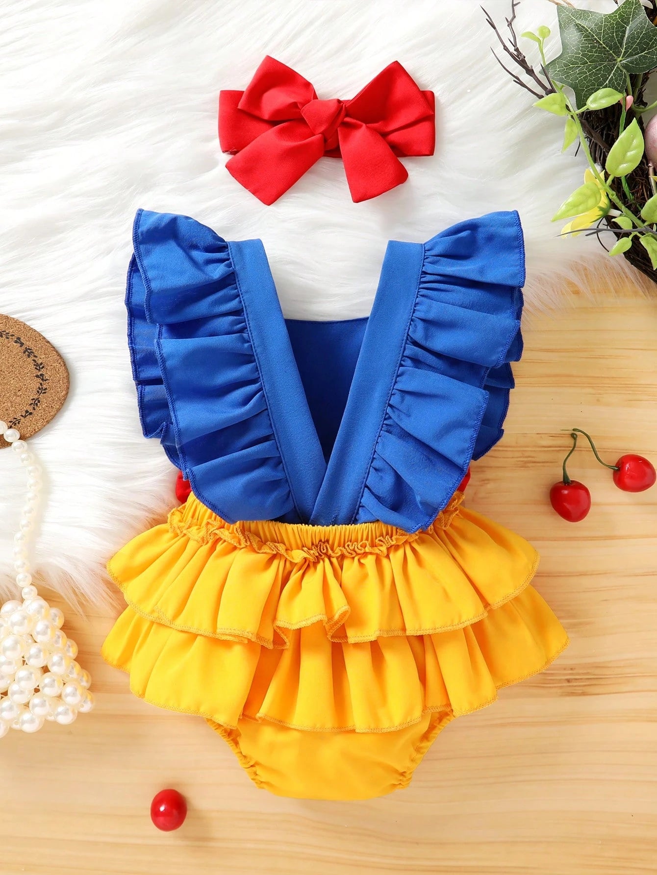 2pcs Baby Girls Princess Crown Ruffle Romper & Headband - Cobalt | ...