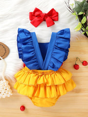 2pcs Baby Girls Princess Crown Ruffle Romper & Headband - Cobalt | ...