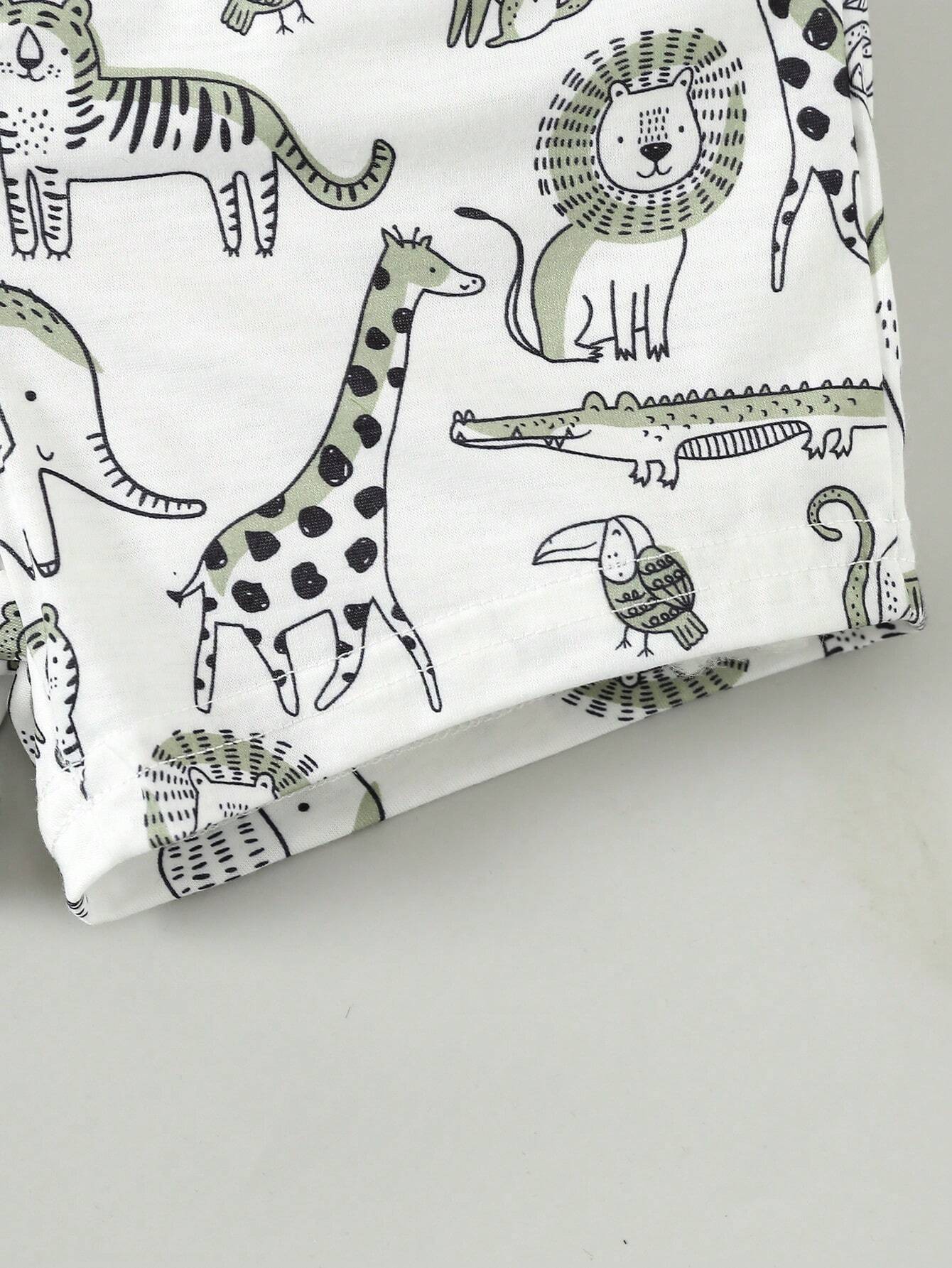 3pcs Boys Safari Print Elastic Waist Shorts Set - Sage | 21 Century...