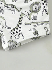 3pcs Boys Safari Print Elastic Waist Shorts Set - Sage | 21 Century...