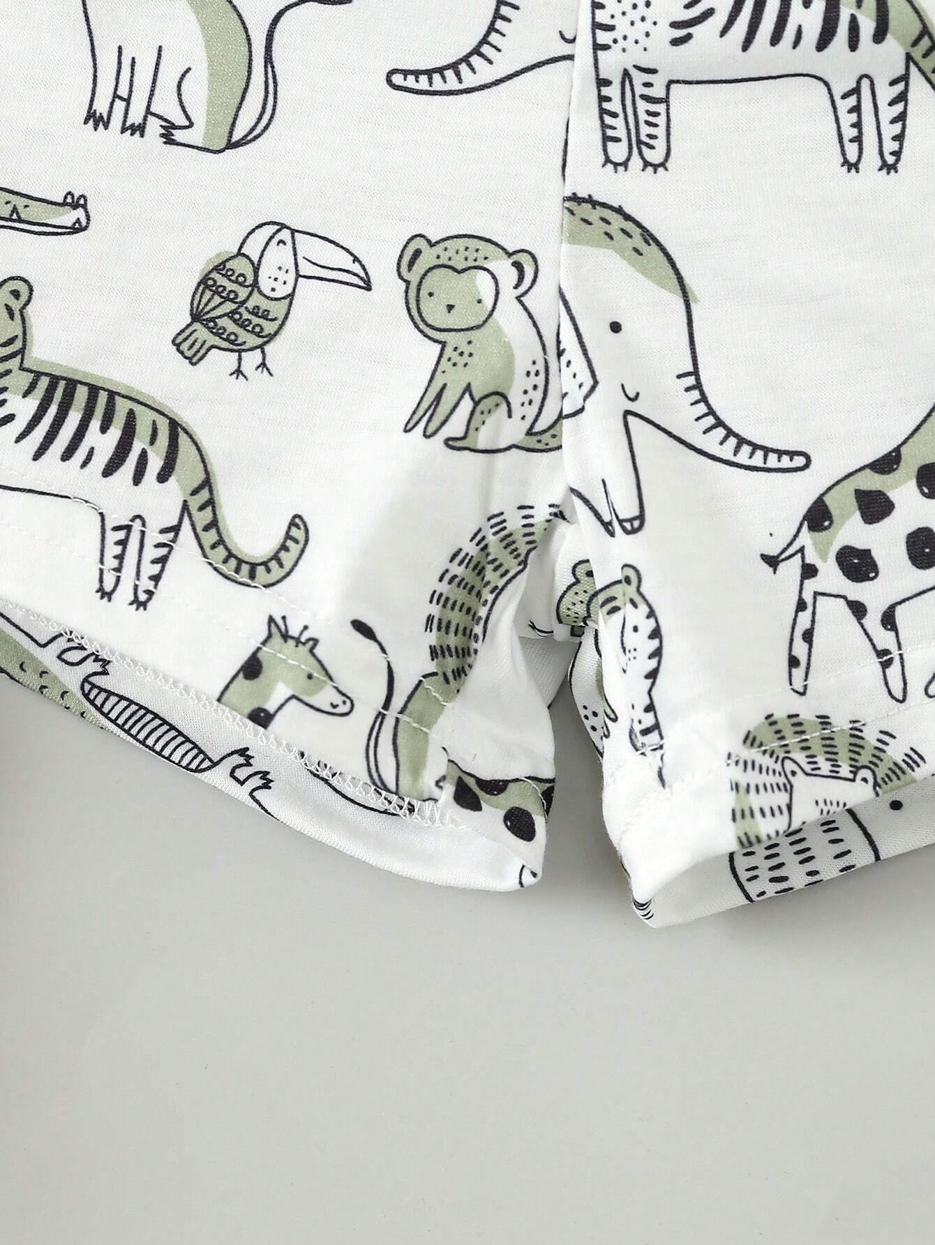 3pcs Boys Safari Print Elastic Waist Shorts Set - Sage | 21 Century...