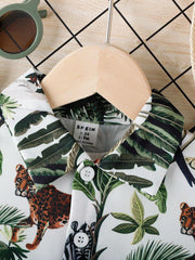 2pcs Boys Tropical Animal Print Shirt & Shorts Set - Ivory | 21 Cen...