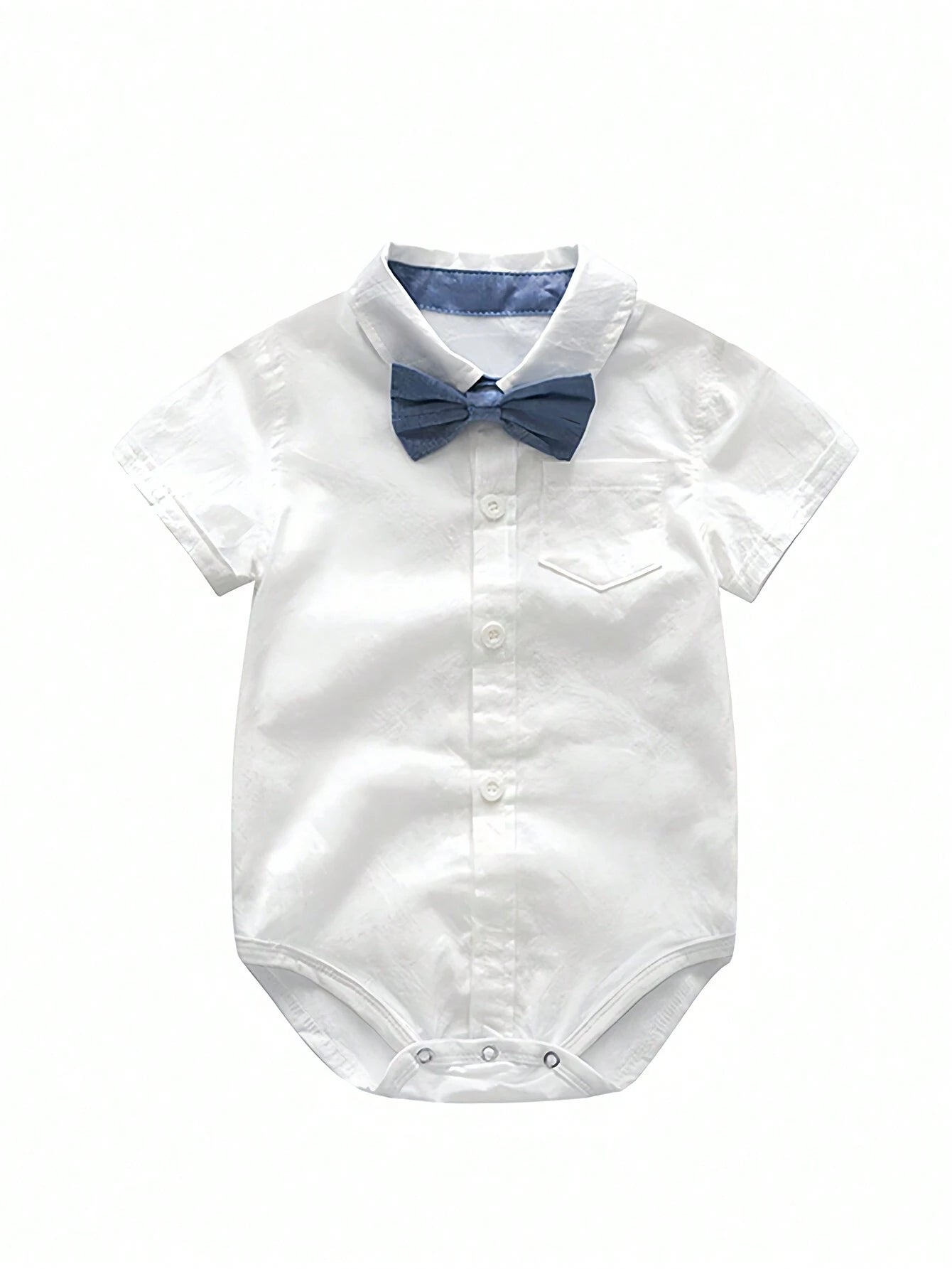 Baby Boys Collar Bodysuit Suspender Shorts Set - Ivory