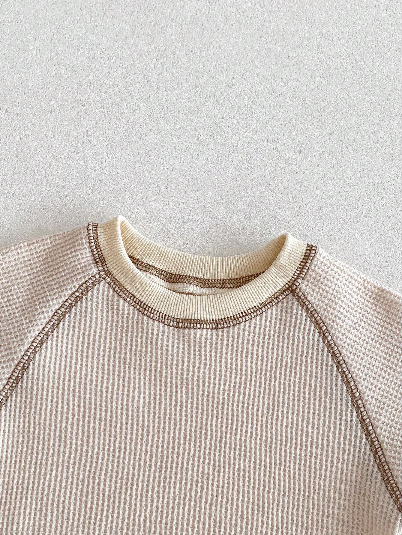 Baby Boys Waffle Knit Raglan Tee & Shorts Set - Ivory