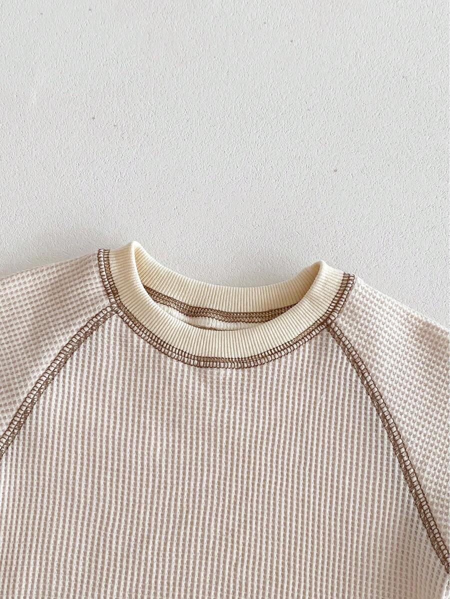 Baby Boys Waffle Knit Raglan Tee & Shorts Set - Ivory