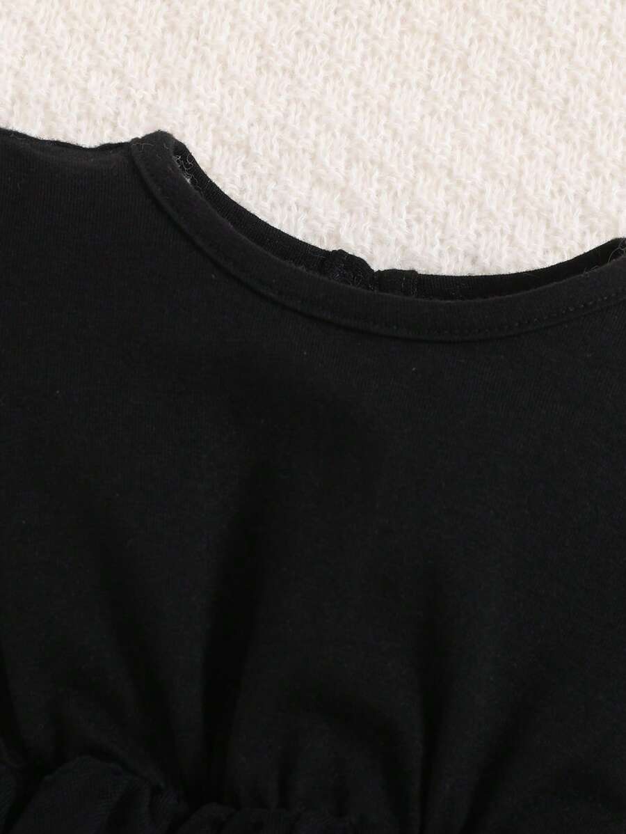 Baby Girls Puff Sleeve Tutu Mesh Bodysuit - Onyx | 21 Century Kids