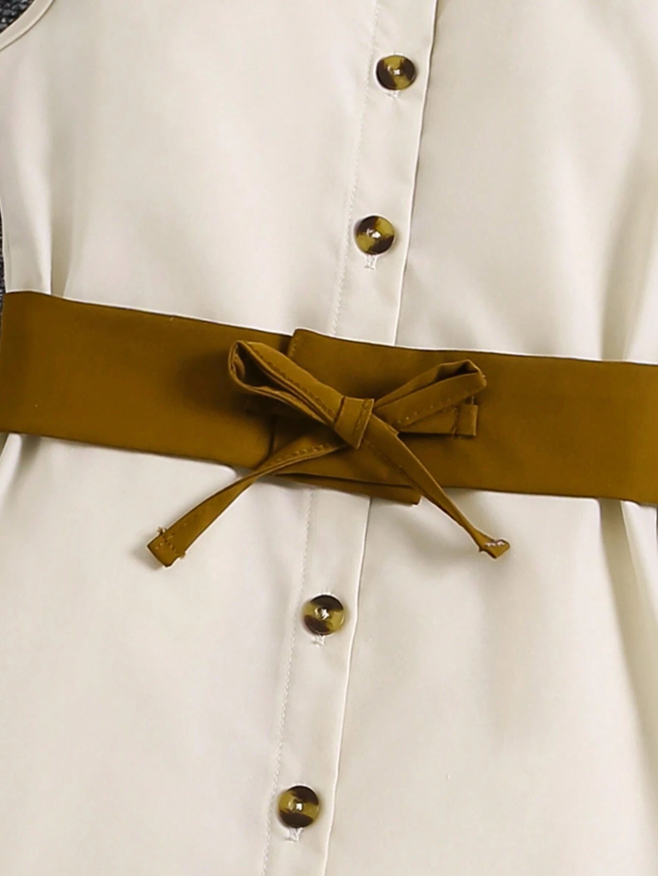 Girls Belted Shirt Dress Ruffle Hem Button Front - Ecru | 21 Centur...