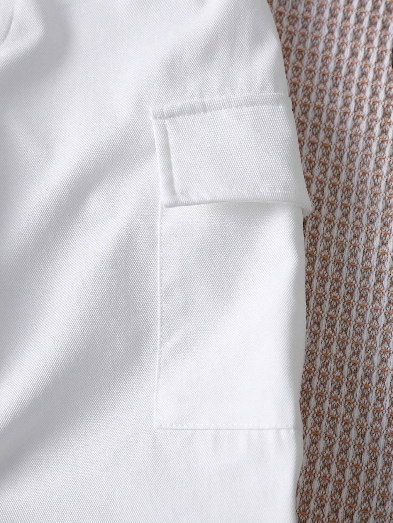 Boys Cargo-Pocket Twill Tapered Trousers - Ivory | 21 Century Kids