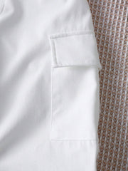 Boys Cargo-Pocket Twill Tapered Trousers - Ivory | 21 Century Kids