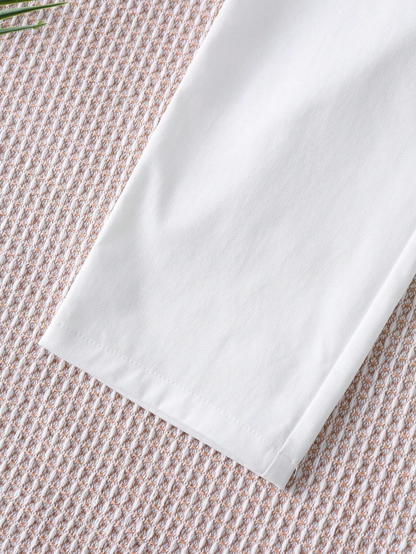 Boys Cargo-Pocket Twill Tapered Trousers - Ivory | 21 Century Kids