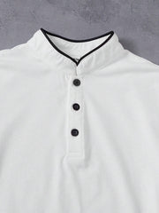 Boys Contrast Tipped Stand Collar Henley Polo - Ivory | 21 Century ...