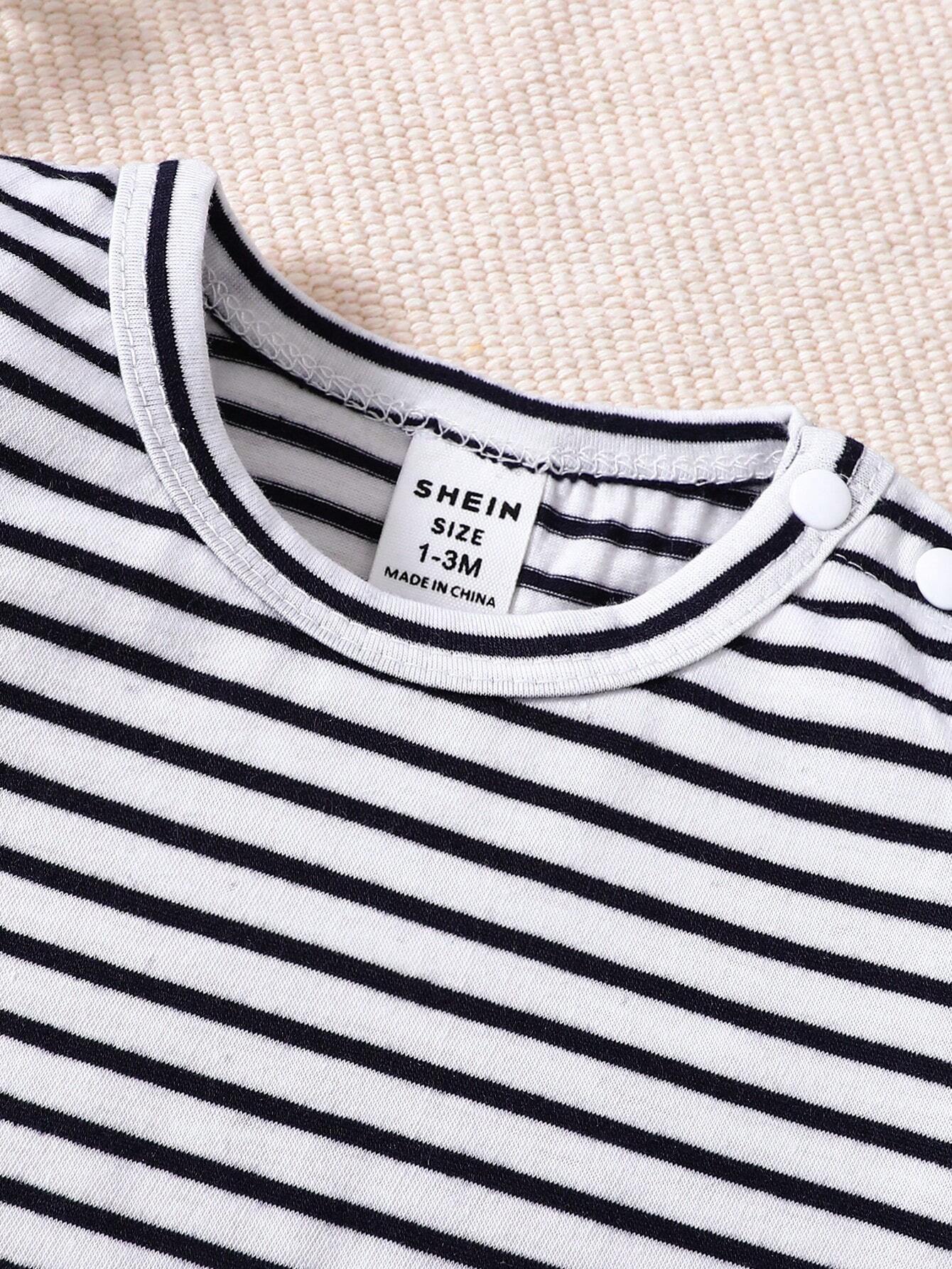 3pcs Baby Boys Stripe Tee & Bear Denim Dungaree Set - Cobalt | 21 C...