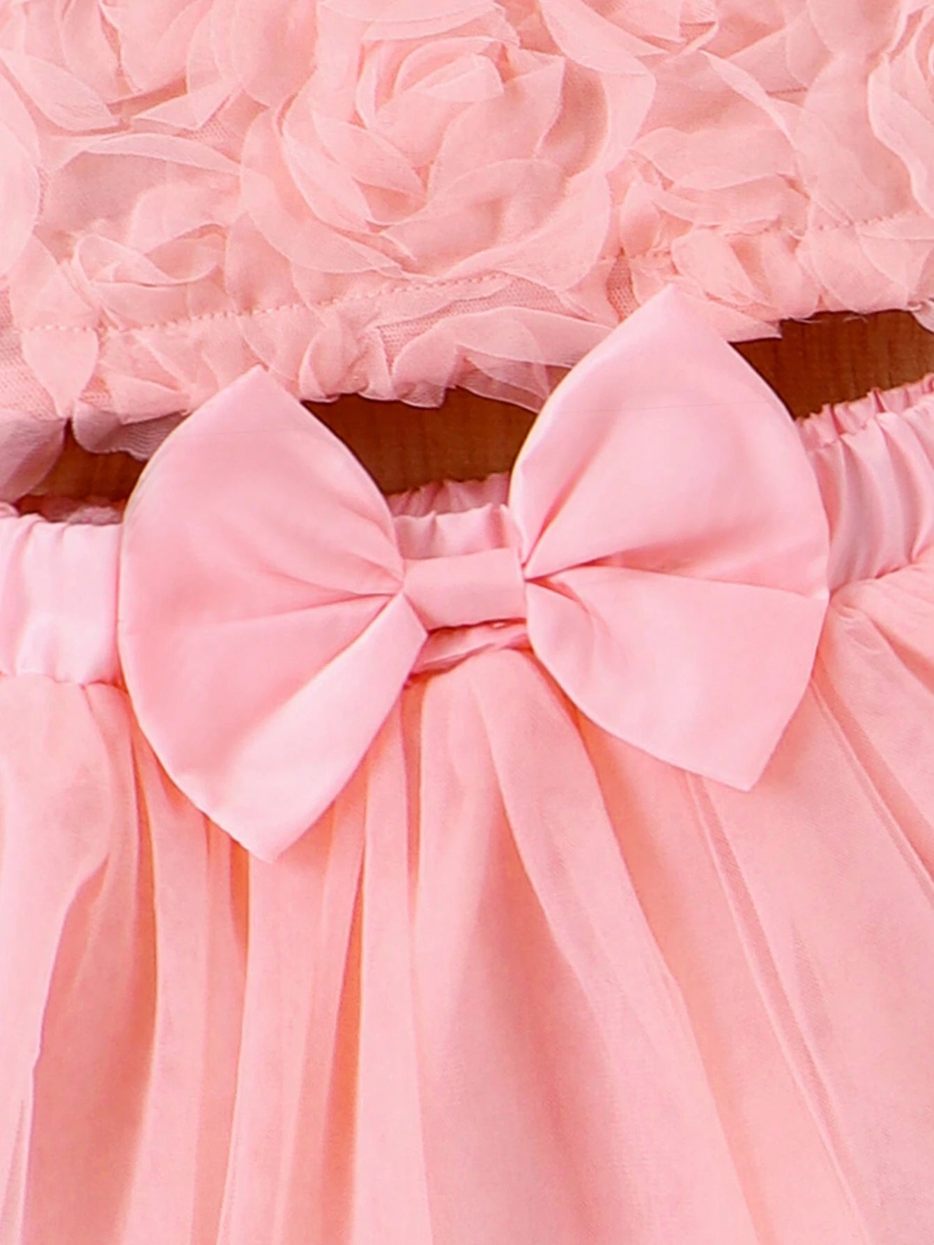 2pcs Girls 3D Rose Cami Top & Tutu Skirt Set - Blush | 21 Century Kids