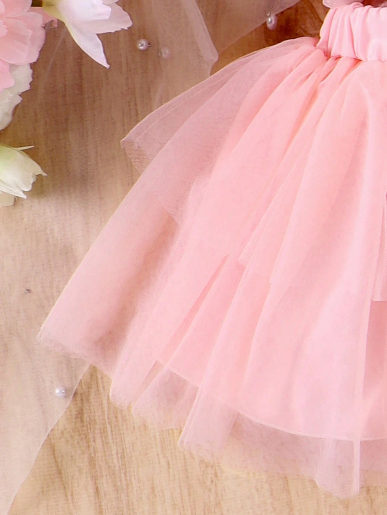 2pcs Girls 3D Rose Cami Top & Tutu Skirt Set - Blush | 21 Century Kids