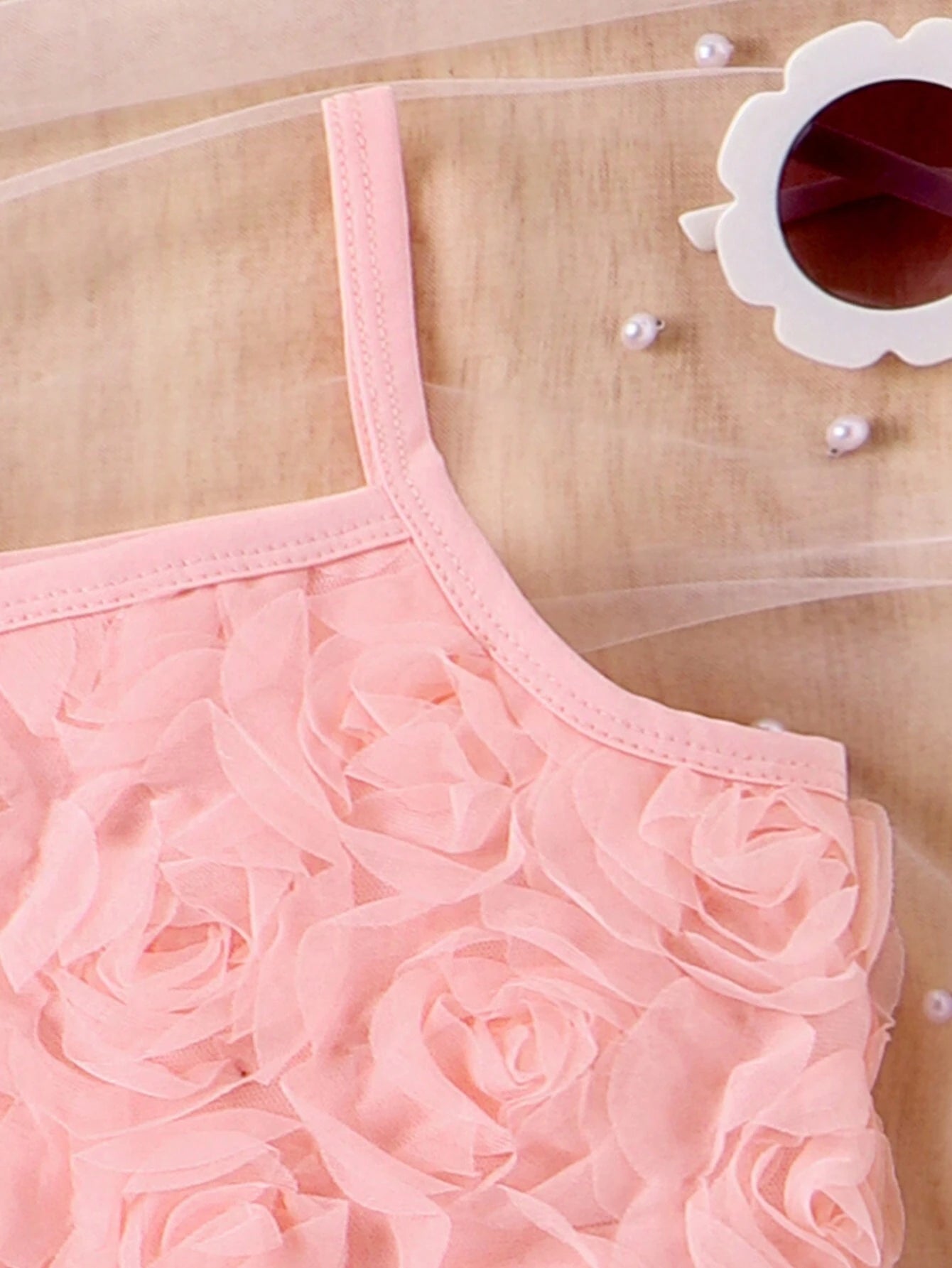2pcs Girls 3D Rose Cami Top & Tutu Skirt Set - Blush | 21 Century Kids
