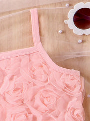 2pcs Girls 3D Rose Cami Top & Tutu Skirt Set - Blush | 21 Century Kids