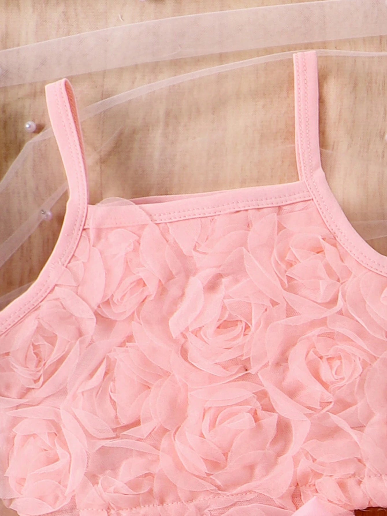 2pcs Girls 3D Rose Cami Top & Tutu Skirt Set - Blush | 21 Century Kids