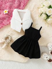 2pcs Girls Blazer Vest & Cami Dress Set - Onyx | 21 Century Kids
