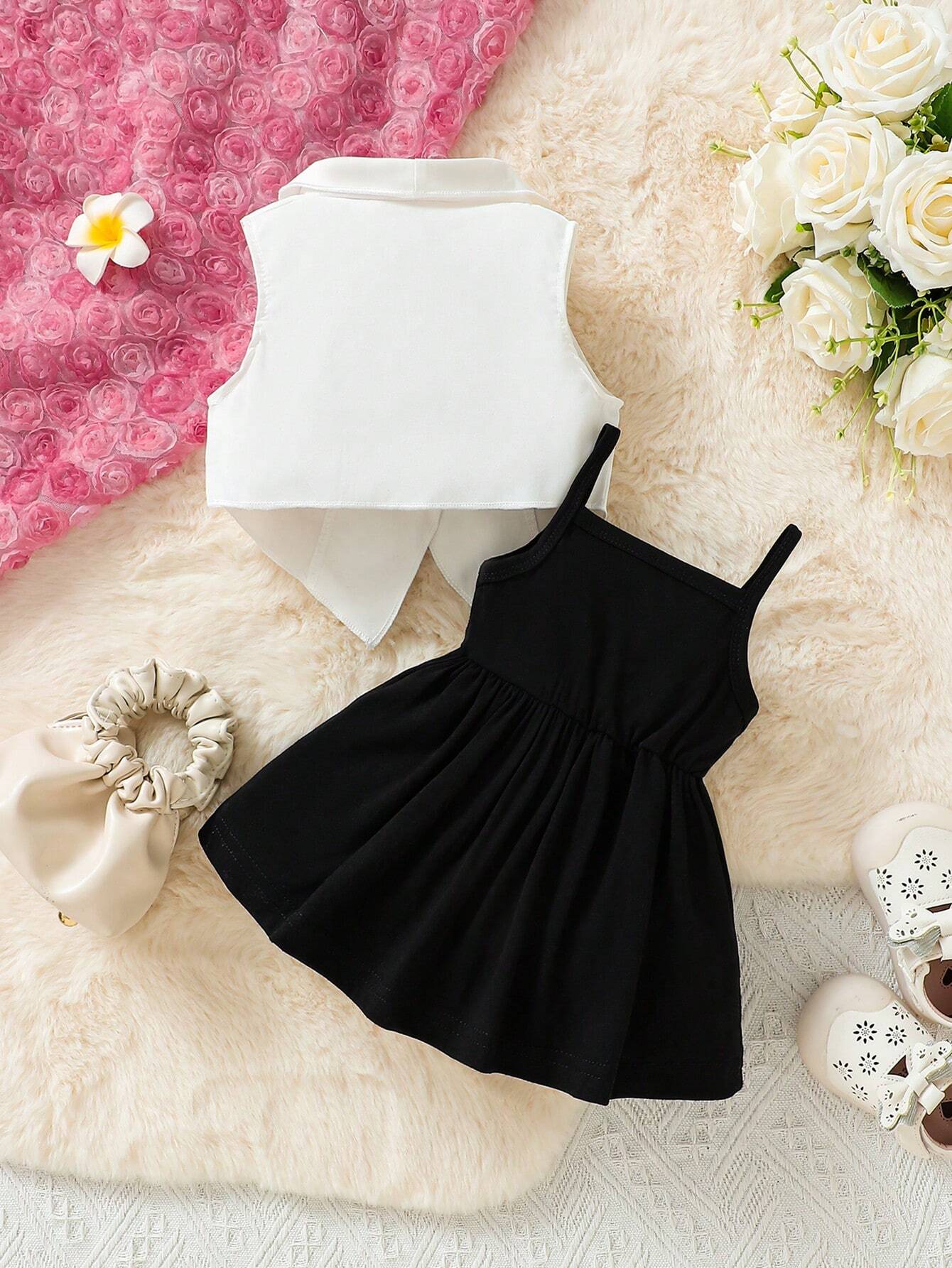 2pcs Girls Blazer Vest & Cami Dress Set - Onyx | 21 Century Kids
