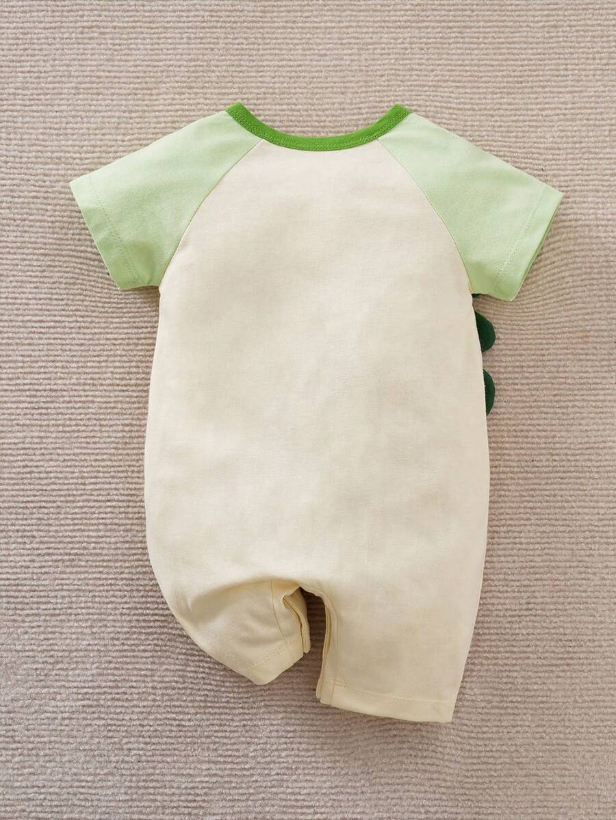 Baby Boys Dinosaur Appliqué Raglan Romper - Isabelline