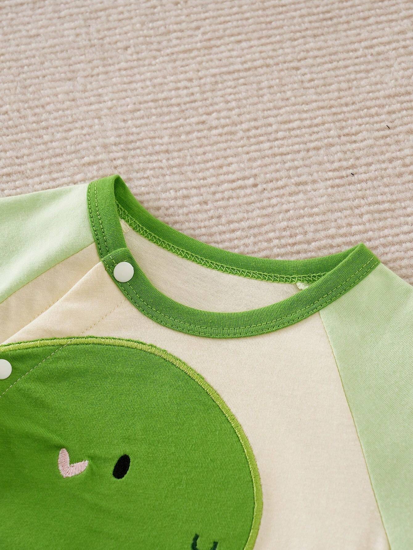 Baby Boys Dinosaur Appliqué Raglan Romper - Isabelline