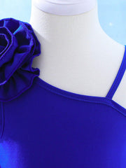 Girls One-Shoulder Rosette Sequin Tulle Party Dress - Cobalt | 21 C...