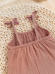 Girls Tie-Strap Muslin Cami Romper Set - Dusty Rose