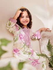 Little Girls Floral Iris Print Lace Bib Maxi Dress - Ecru | 21 Cent...