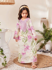 Little Girls Floral Iris Print Lace Bib Maxi Dress - Ecru | 21 Cent...