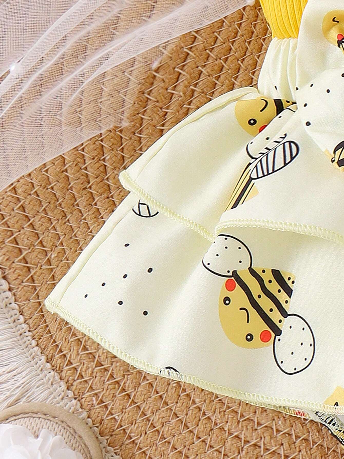 Baby Girls Bee Print Ribbed Bodysuit & Tiered Skirt Set - Buttercup...